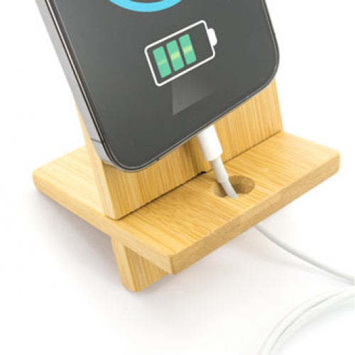 Soporte de bambú para móvil personalizado grabado a láser