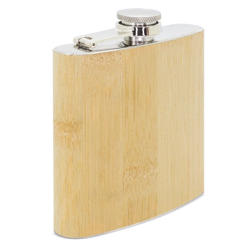 Petaca de bambú y acero inoxidable personalizada