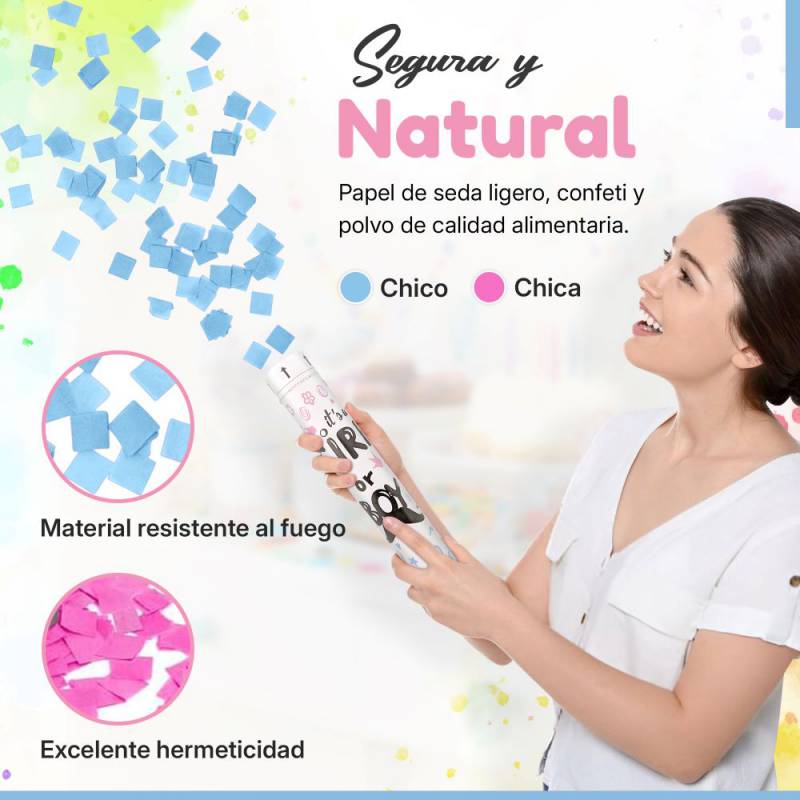 Cañón confetis revelación Rosa Niña