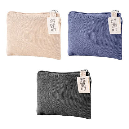 Monedero personalizado de algodón en tres colores
