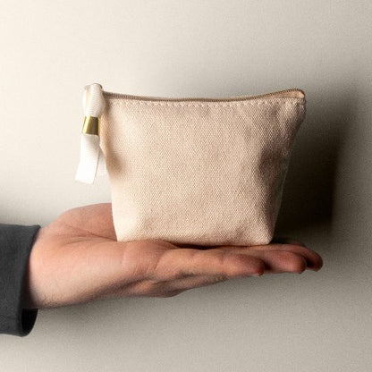 Monedero personalizado de algodón con tirador con detalle dorado