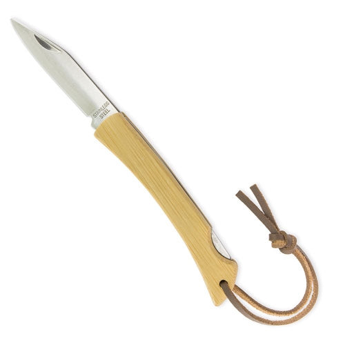 Navaja personalizada de bambú y acero inoxidable