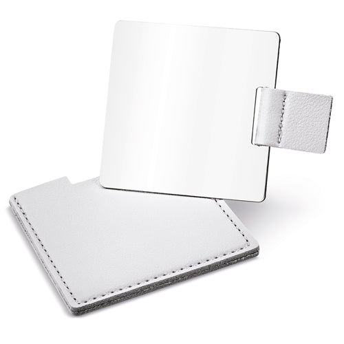 Espejo compacto cuadrado en polipiel