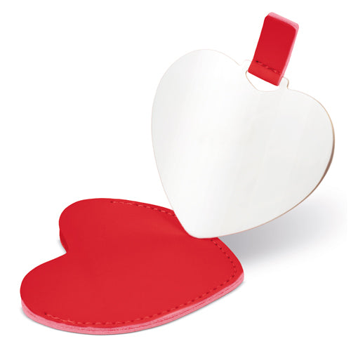 Espejo compacto corazón en polipiel
