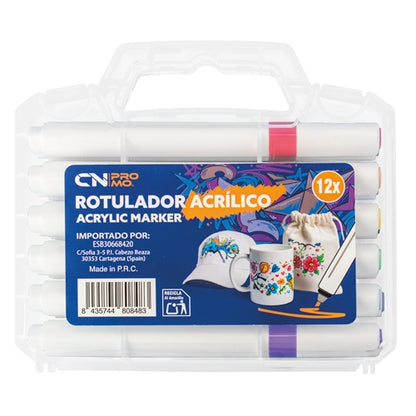 Set de 12 rotuladores acrílicos en maletín
