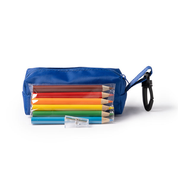 Estuche personalizado con lápices de colores y sacapuntas