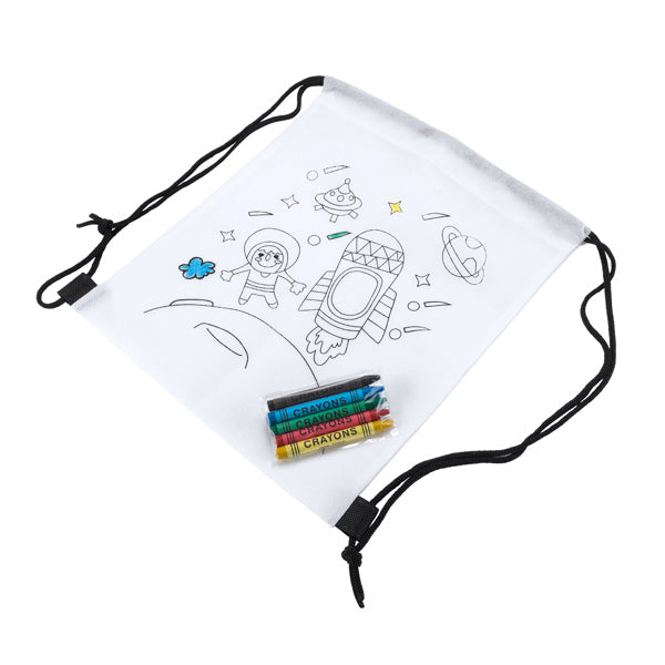 Mochila infantil de cuerdas para colorear con juego de ceras