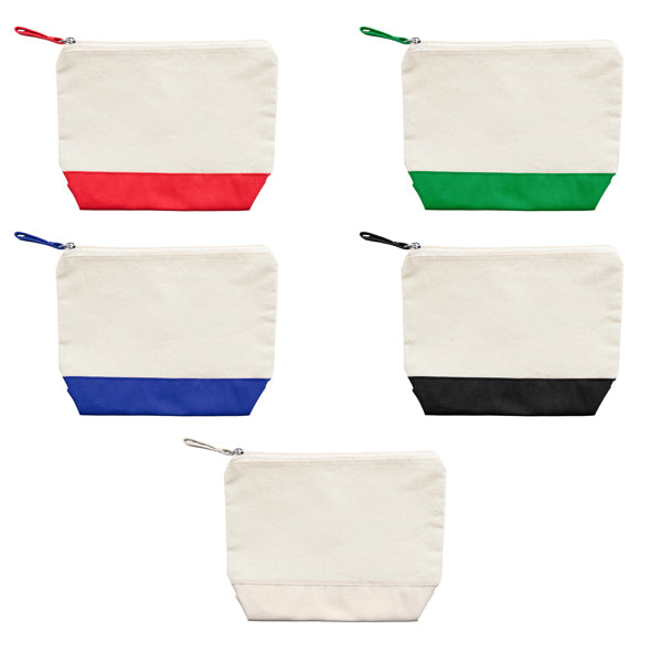 Neceser personalizado de algodón con base y tirador de color