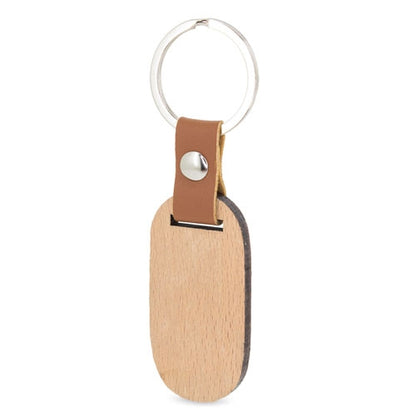 Llavero ovalado de madera grabado