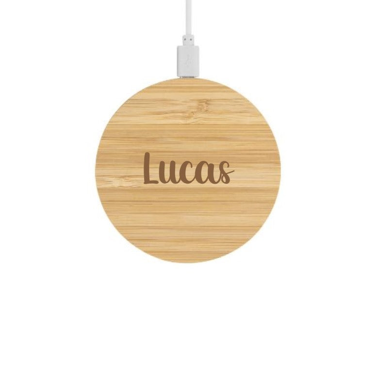 Base de carga inalámbrica personalizada de bambú