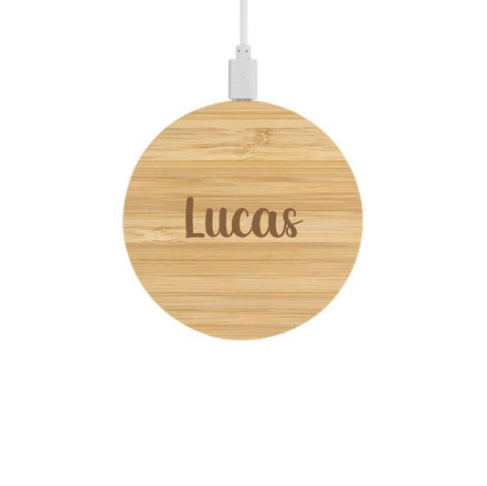 Base de carga inalámbrica personalizada de bambú