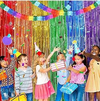 Cortina de papel aluminio flecos de colores