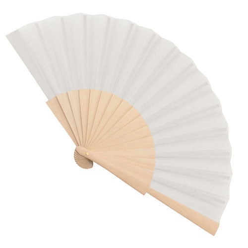 Abanico personalizado de tela y madera natural con grabación láser