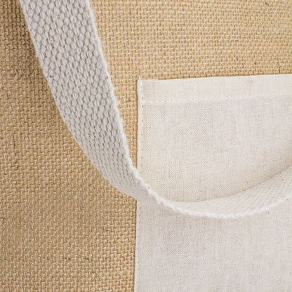 Bolsa personalizada de hombro de algodón y yute con bolsillo exterior