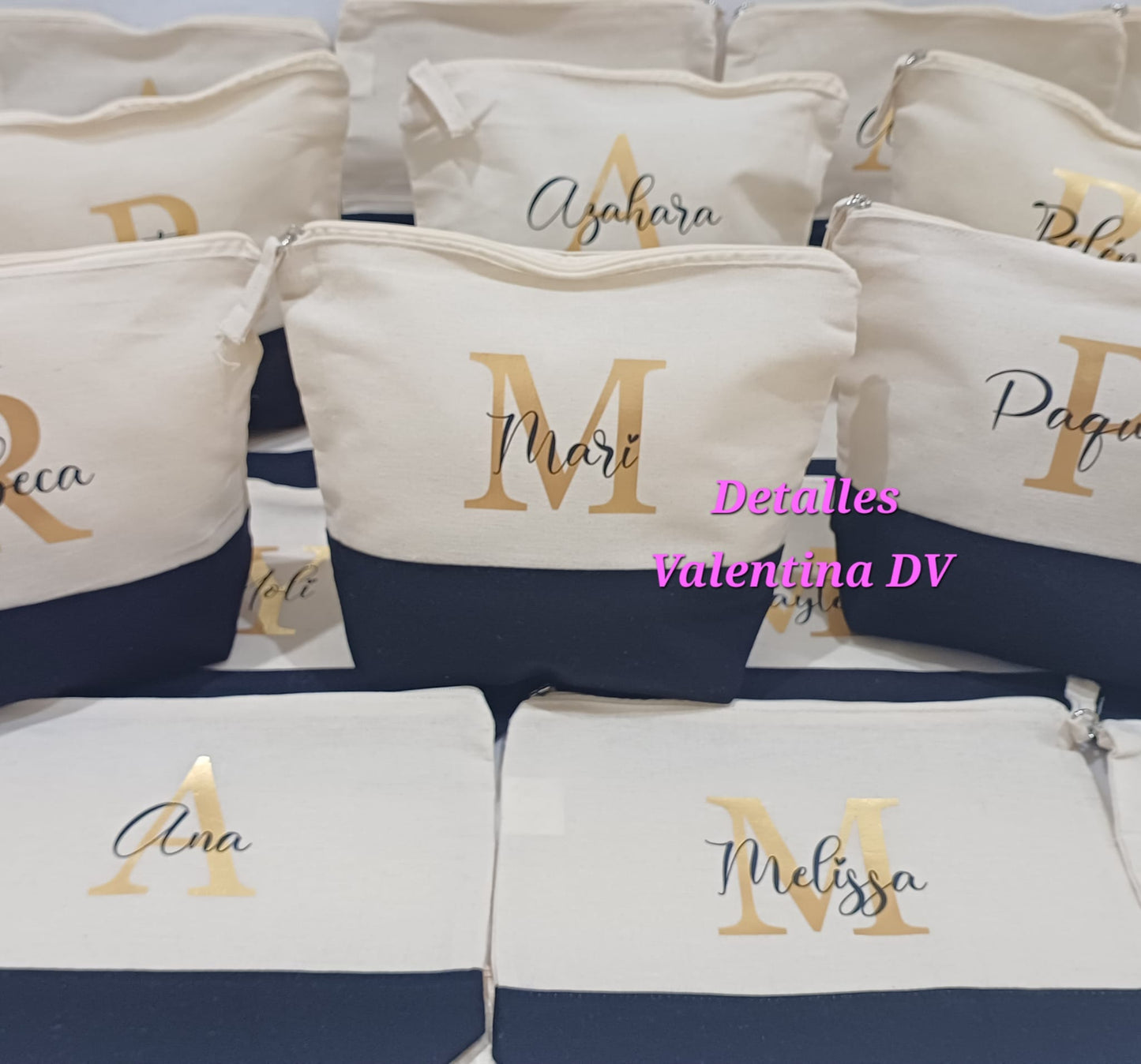 Neceser personalizado de algodón con base y tirador de color