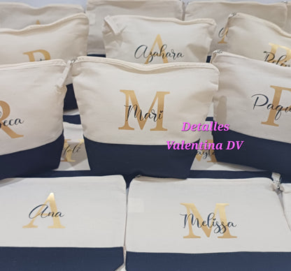 Neceser personalizado de algodón con base y tirador de color