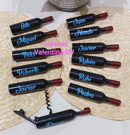 Sacacorchos forma botella negro personalizado