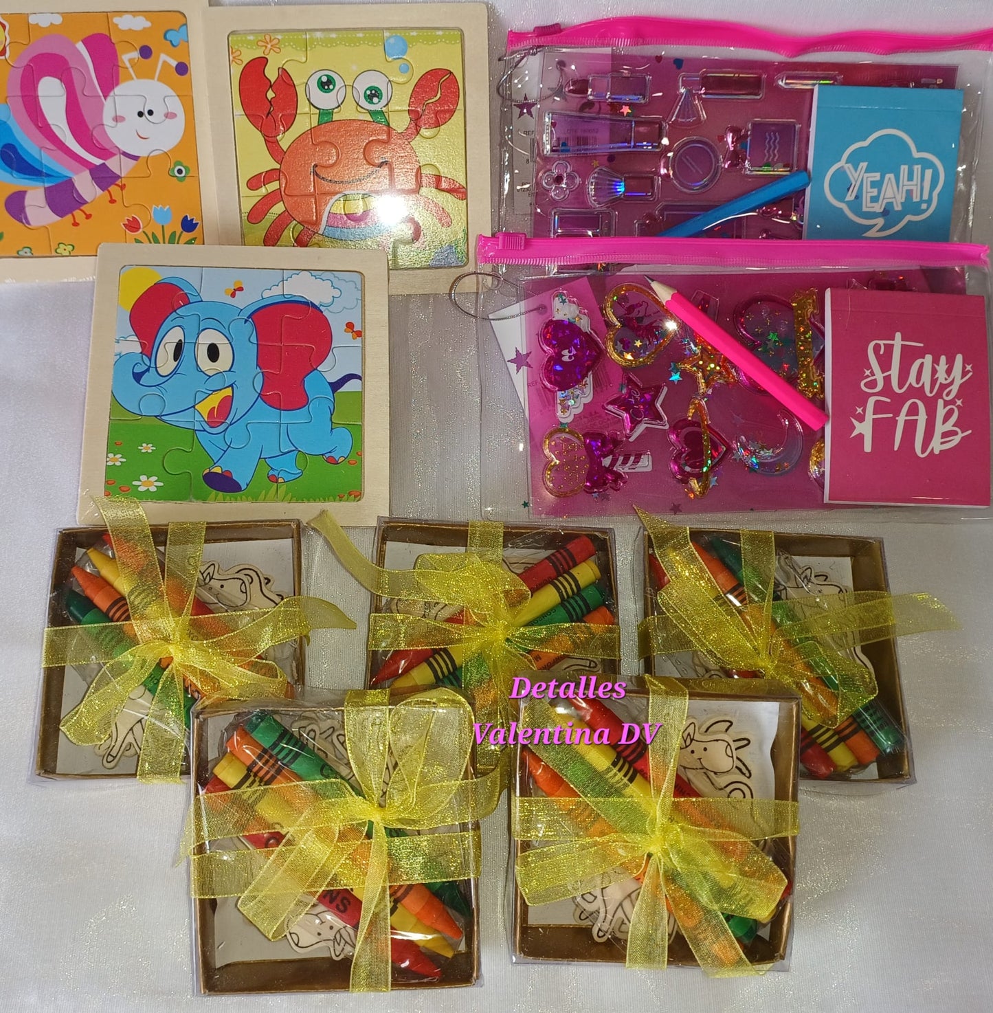 Set de 5 puzzles en madera natural