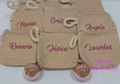 Pack monedero de yute y bálsamo labial esfera