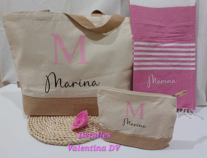 Bolsa personalizada de hombro de algodón y yute