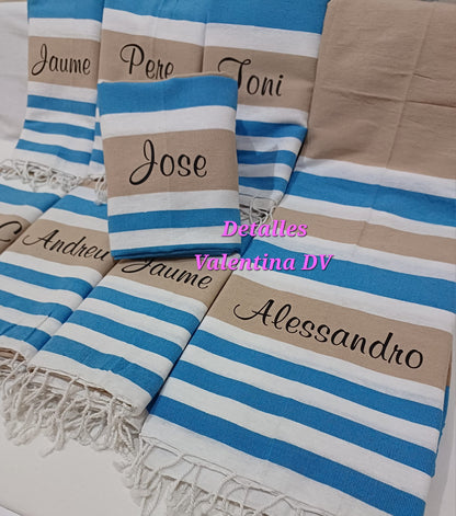 Toalla pareo personalizada de algodón con tres tonalidades
