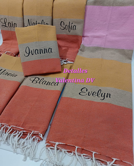 Toalla pareo personalizada de algodón multicolor