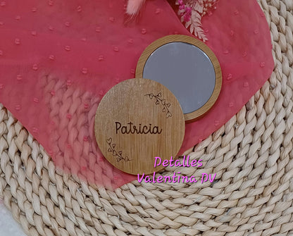 Espejo de bambú personalizado con grabación láser