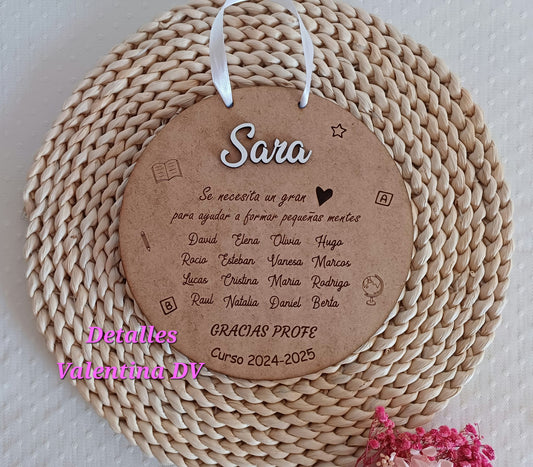 Placa para profesores personalizada