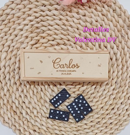 Dominó personalizado de madera con fichas de color negro