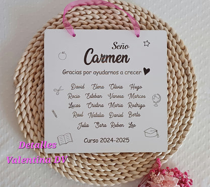 Placa para profesores personalizada