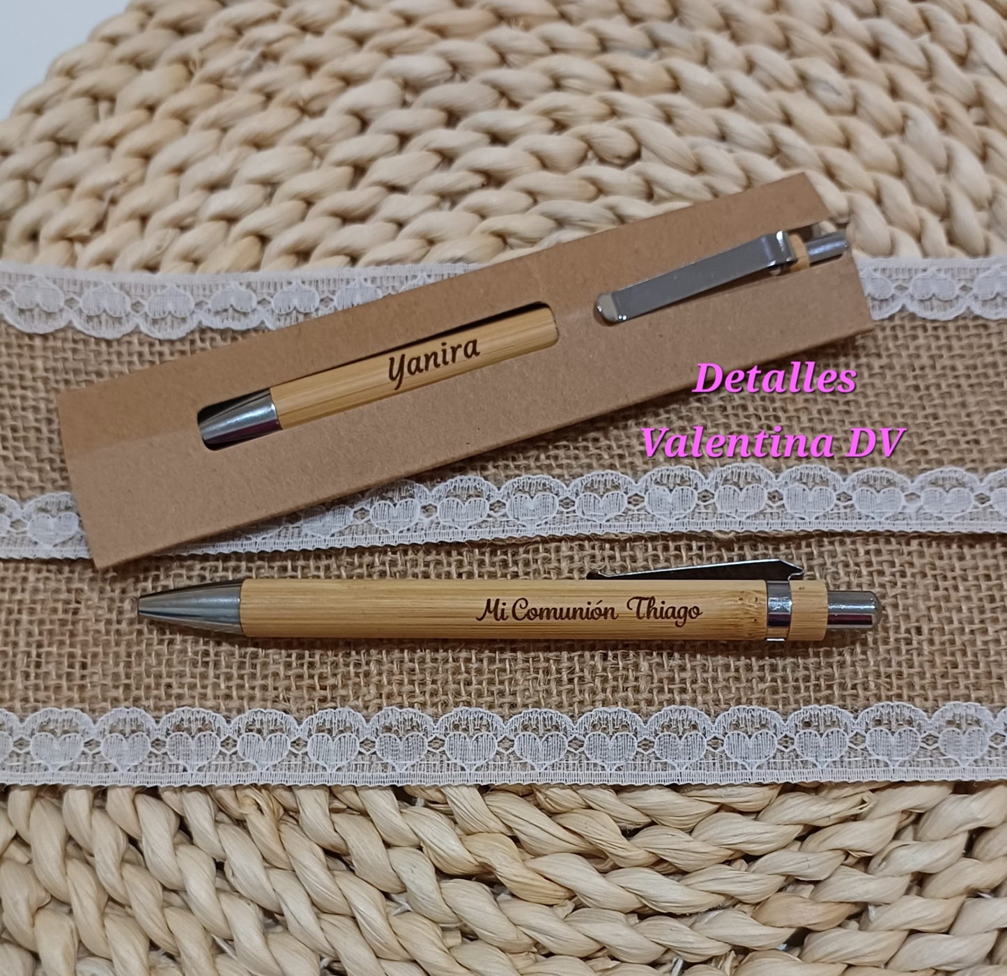 Bolígrafo personalizado de bambú grabado a láser