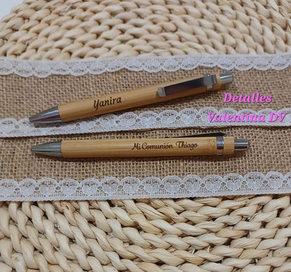 Bolígrafo personalizado de bambú grabado a láser