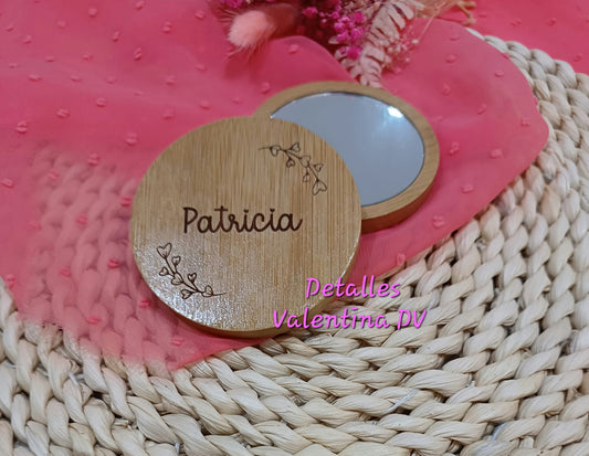 Espejo de bambú personalizado con grabación láser