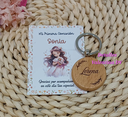 Llavero de madera redondo grabado