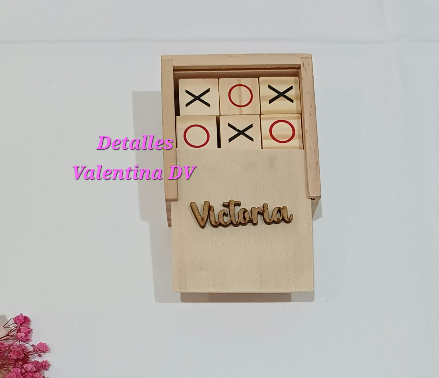 Tres en raya de madera natural personalizado