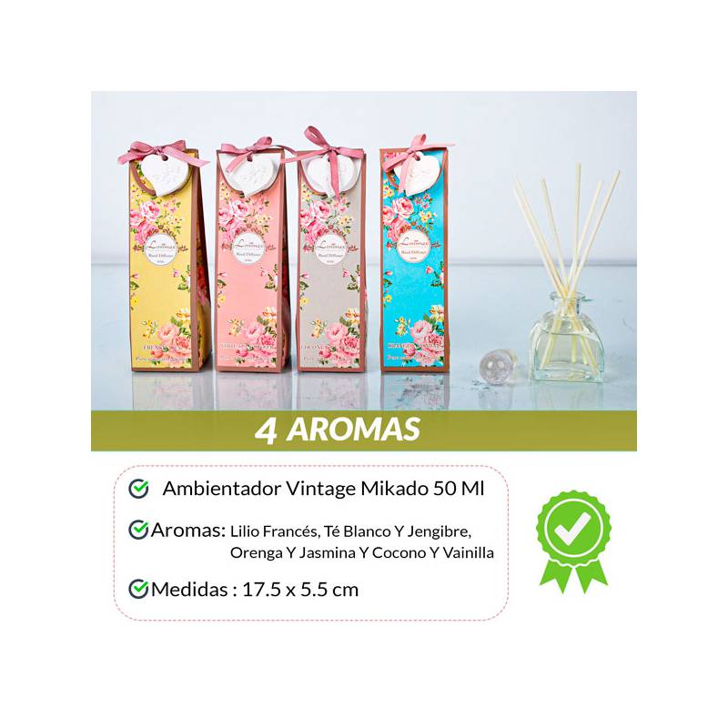 Ambientador vintage mikado 50 ml con motivo corazón
