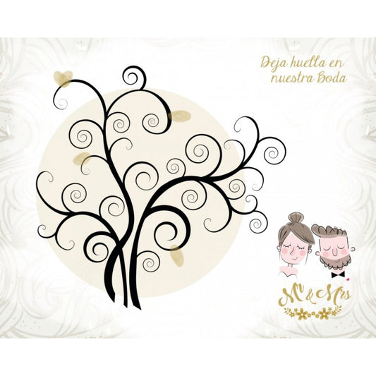 Lienzo árboles de huellas para bodas