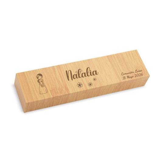 Estuche de bambú con bolígrafo personalizados
