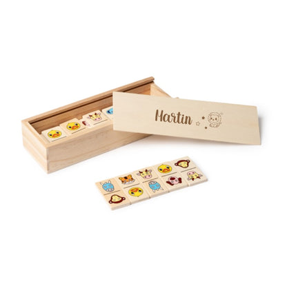 Dominó personalizado de madera infantil con diseño de animales