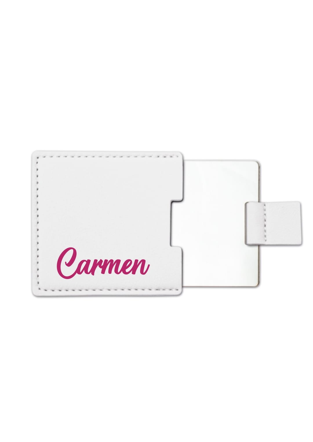 Espejo compacto cuadrado en polipiel