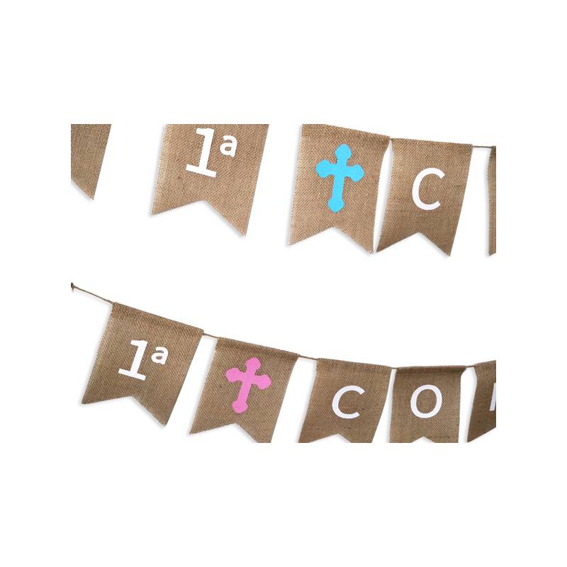 Guirnalda kraft mi primera comunión rosa/azul