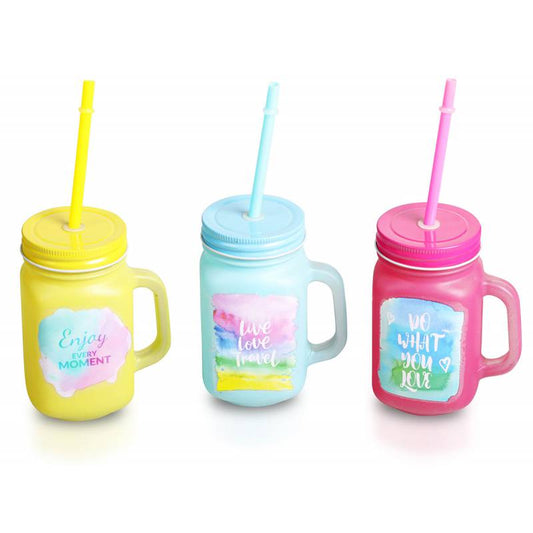 Jarra de cristal con caña mate Enjoy every moment