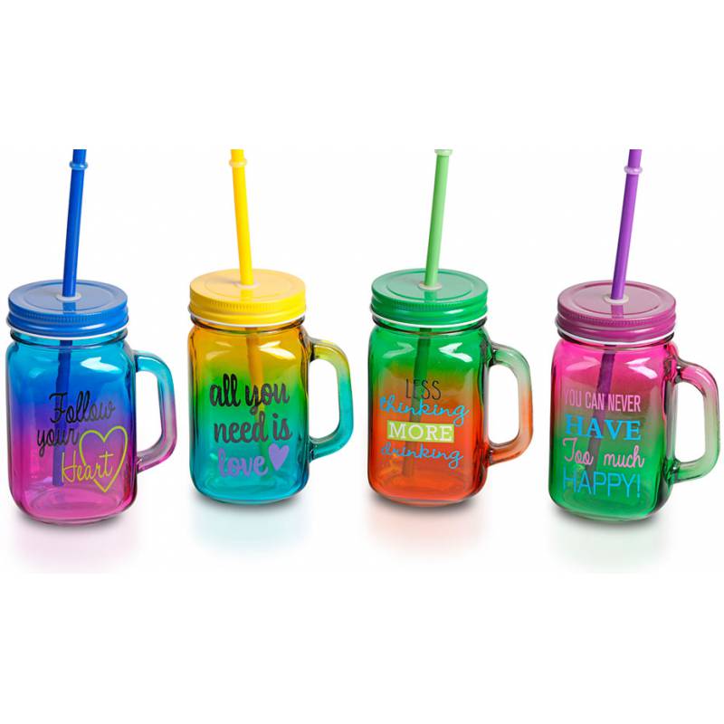 Jarra de cristal con caña multicolor All you need