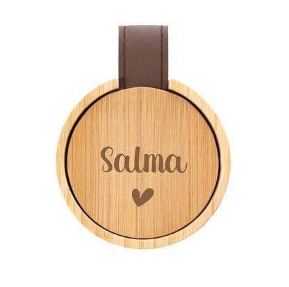 Joyero personalizado de bambú con espejo interior