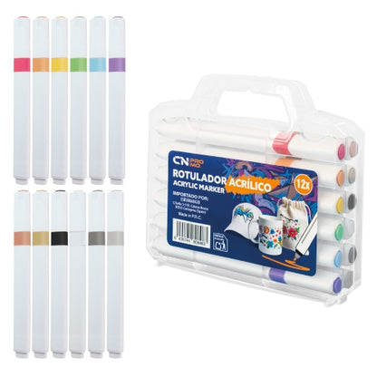 Set de 12 rotuladores acrílicos en maletín