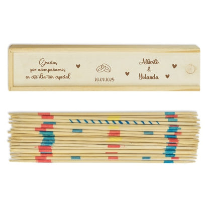 Juego de habilidad mikado personalizado a láser