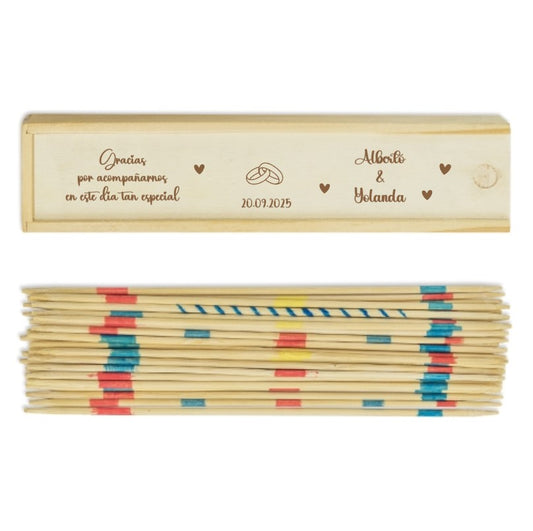 Juego de habilidad mikado personalizado a láser