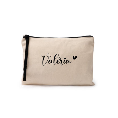 Neceser personalizado algodón con cremallera y asa de color
