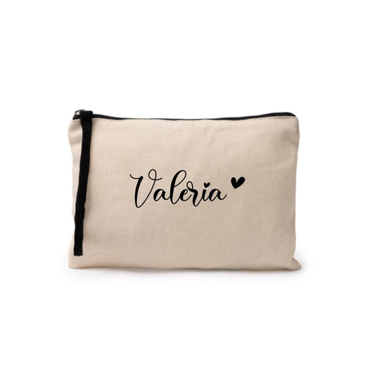 Neceser personalizado algodón con cremallera y asa de color