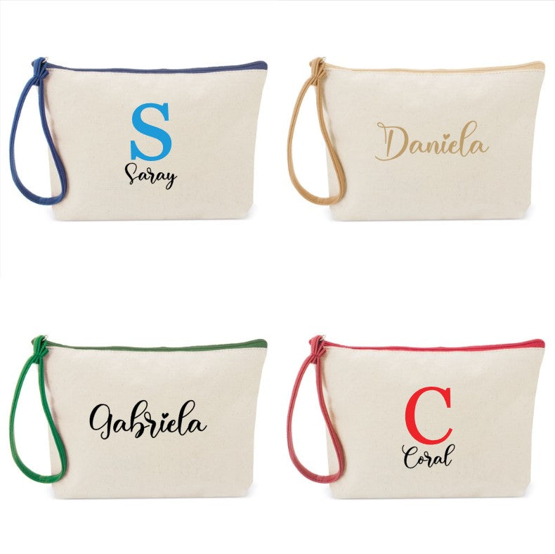 Neceser personalizado algodón con cremallera y tirador de color